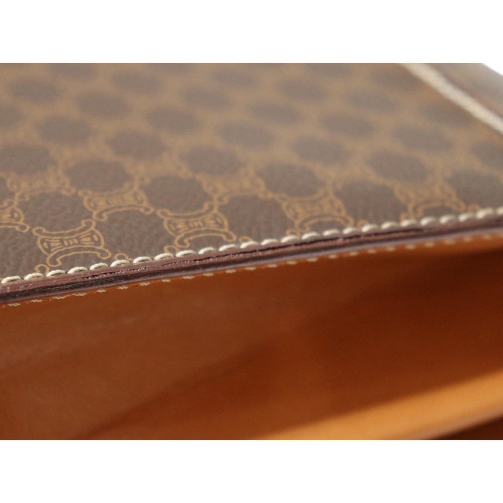 CELINE Macadam Turnlock Handbag Tote Bag Brown Leather - Picture 7 of 9